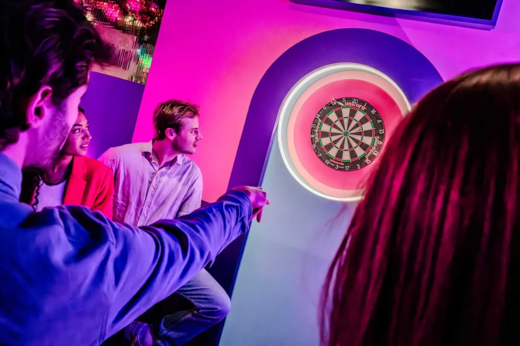 Vivalyte’s vibrant lighting solutions bring life to The All Out Amsterdam’s darts area, boosting the energy and fun