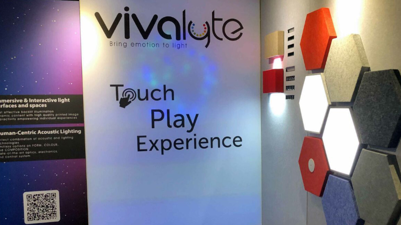 Vivalyte accoustic and interactive lightwall led on architect@work Belgium 2021